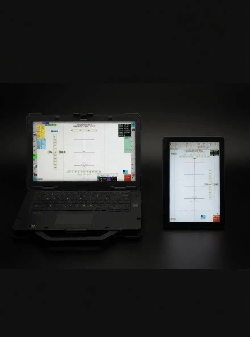TrackThat ARIS rugged laptop with operator and pilot navigation screens