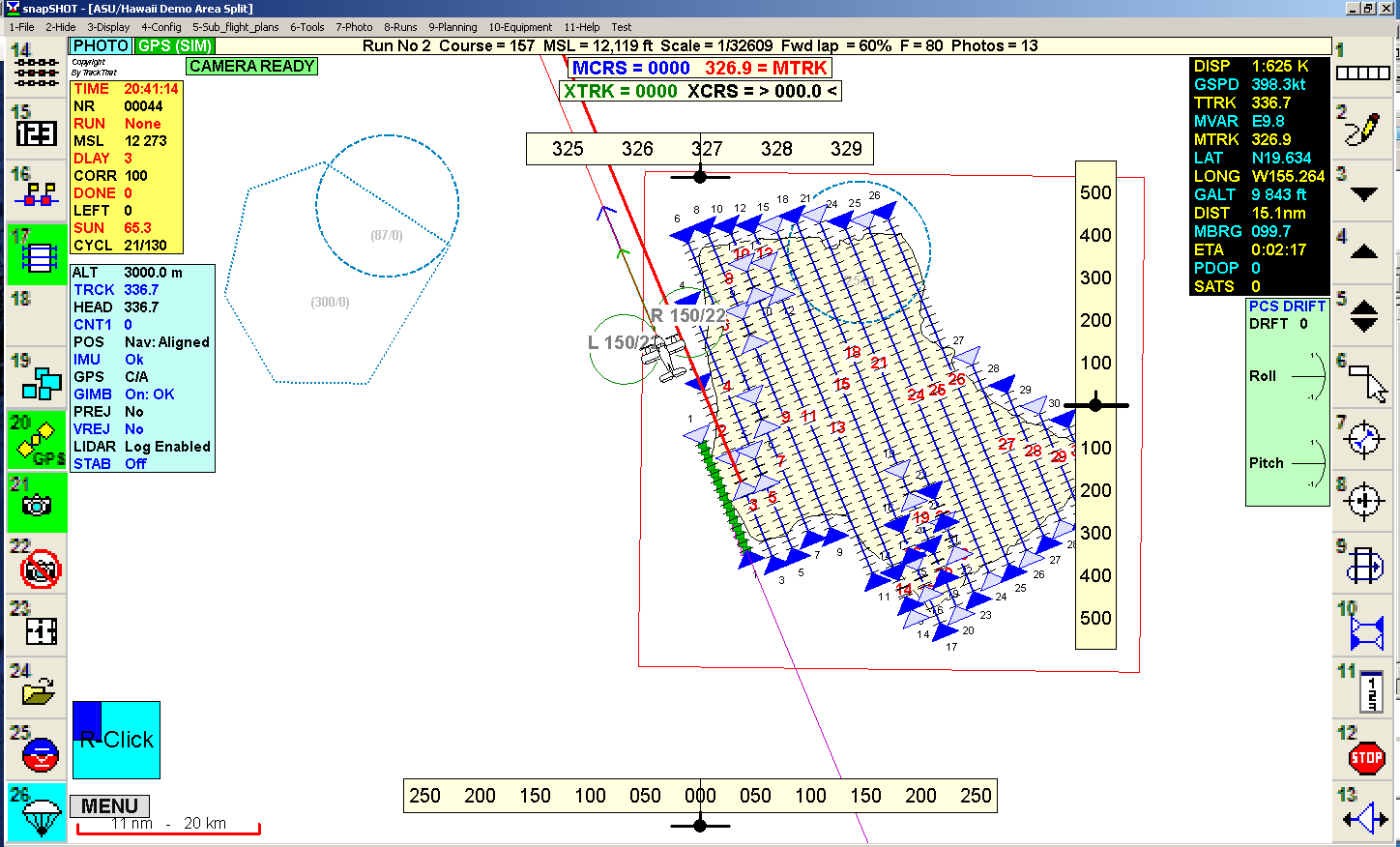 Execute — collected flight lines with GPS data after the mission